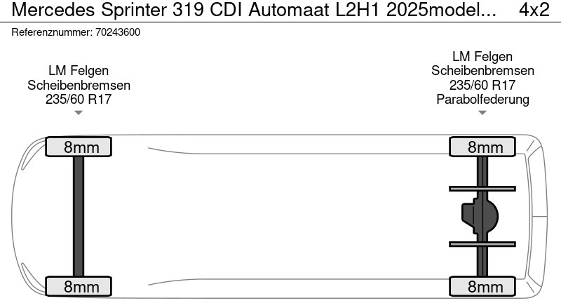 Van panel baru Mercedes-Benz Sprinter 319 CDI Automaat L2H1 2025model ACC LED Navi Camera Velgen 9m3 Airco: gambar 19